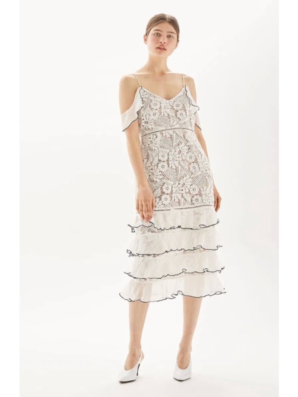 Topshop Soft Ruffle Shift 6 Dress NWOT Womens